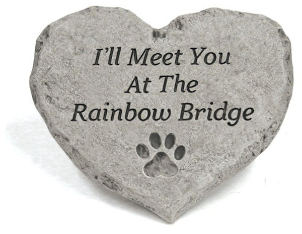 Stone with Say I'll meet you at the Rainbow Bridge Pet Memorial Paw Print